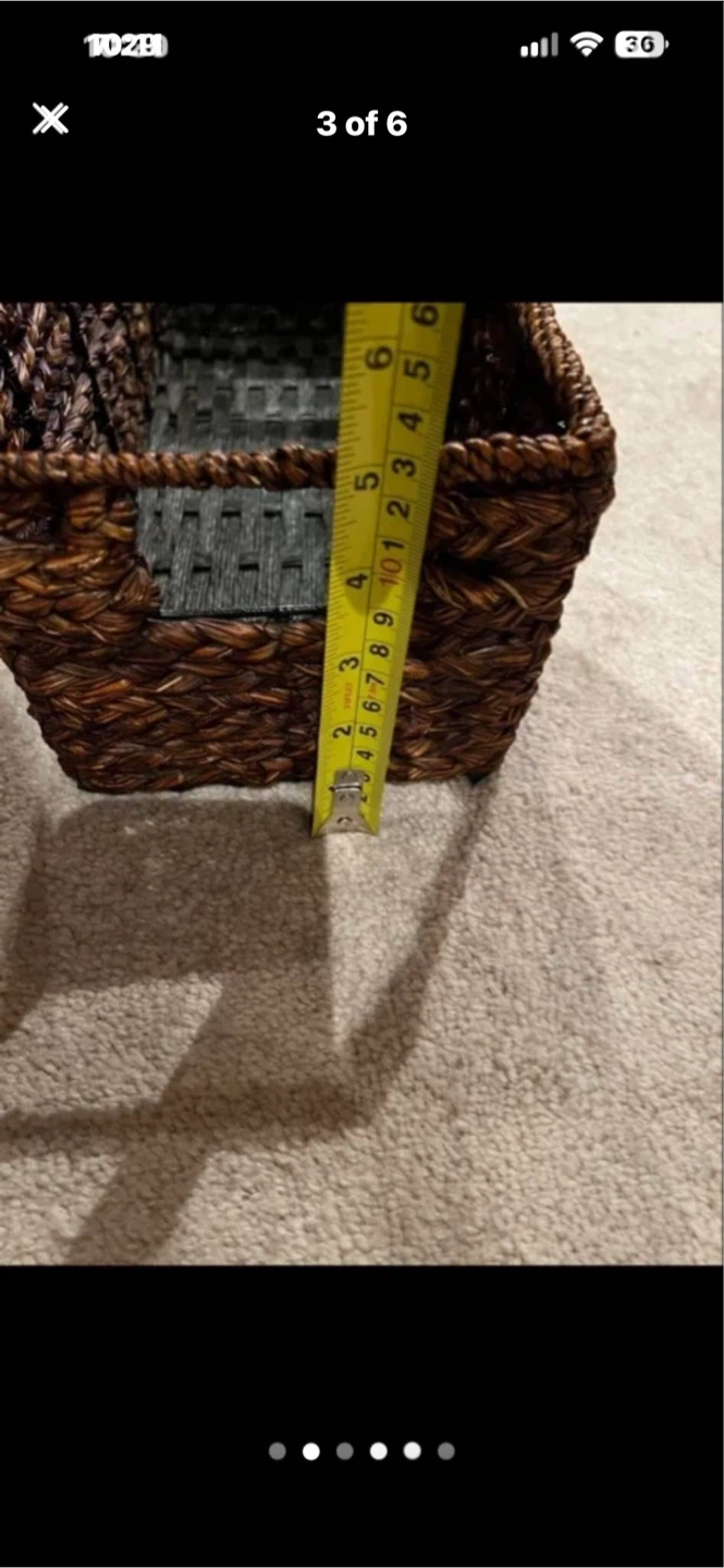 Rectangular Woven Wicker Basket with Handles - photo 3