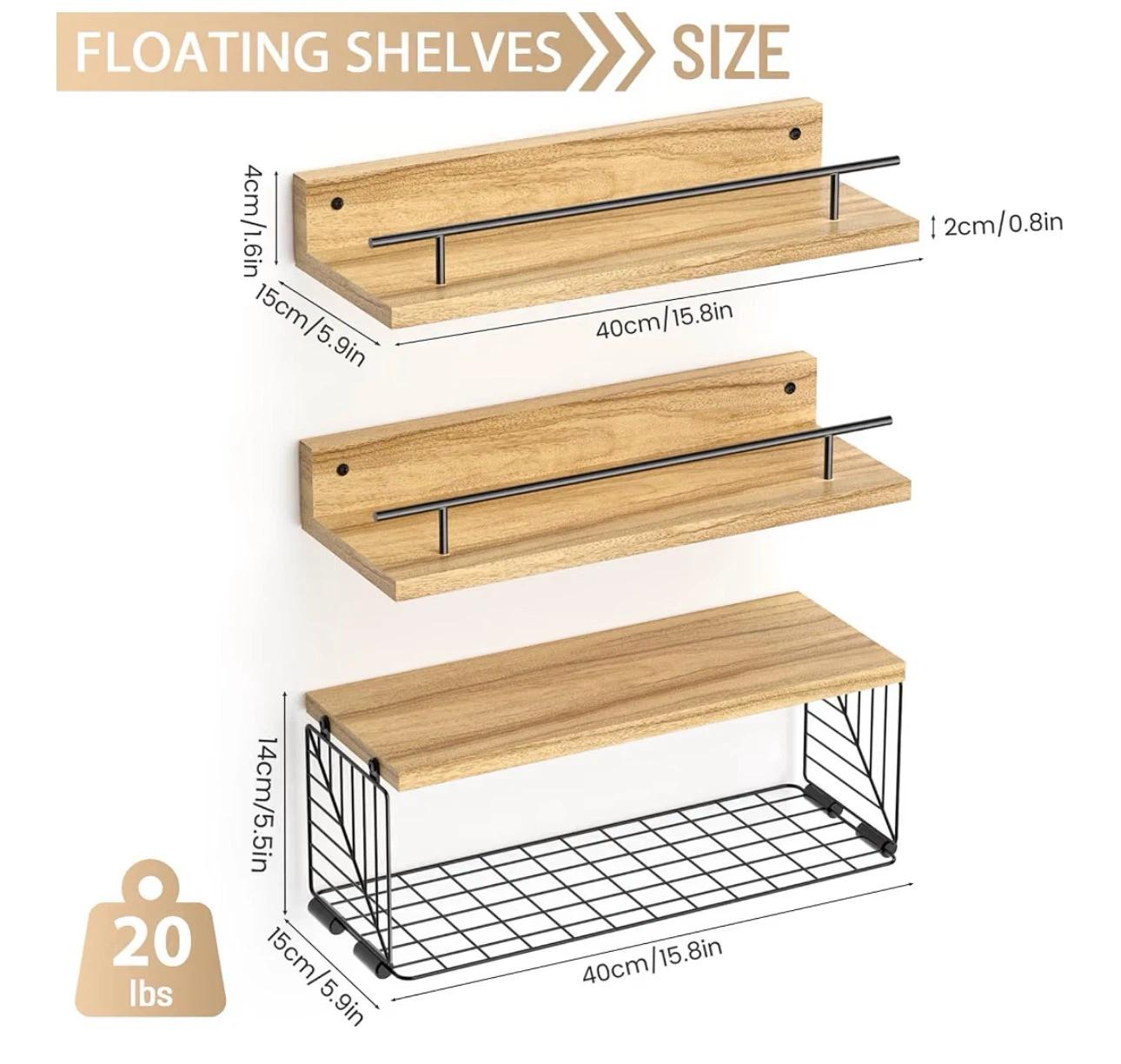 3-Piece Floating Shelves Set - photo 5