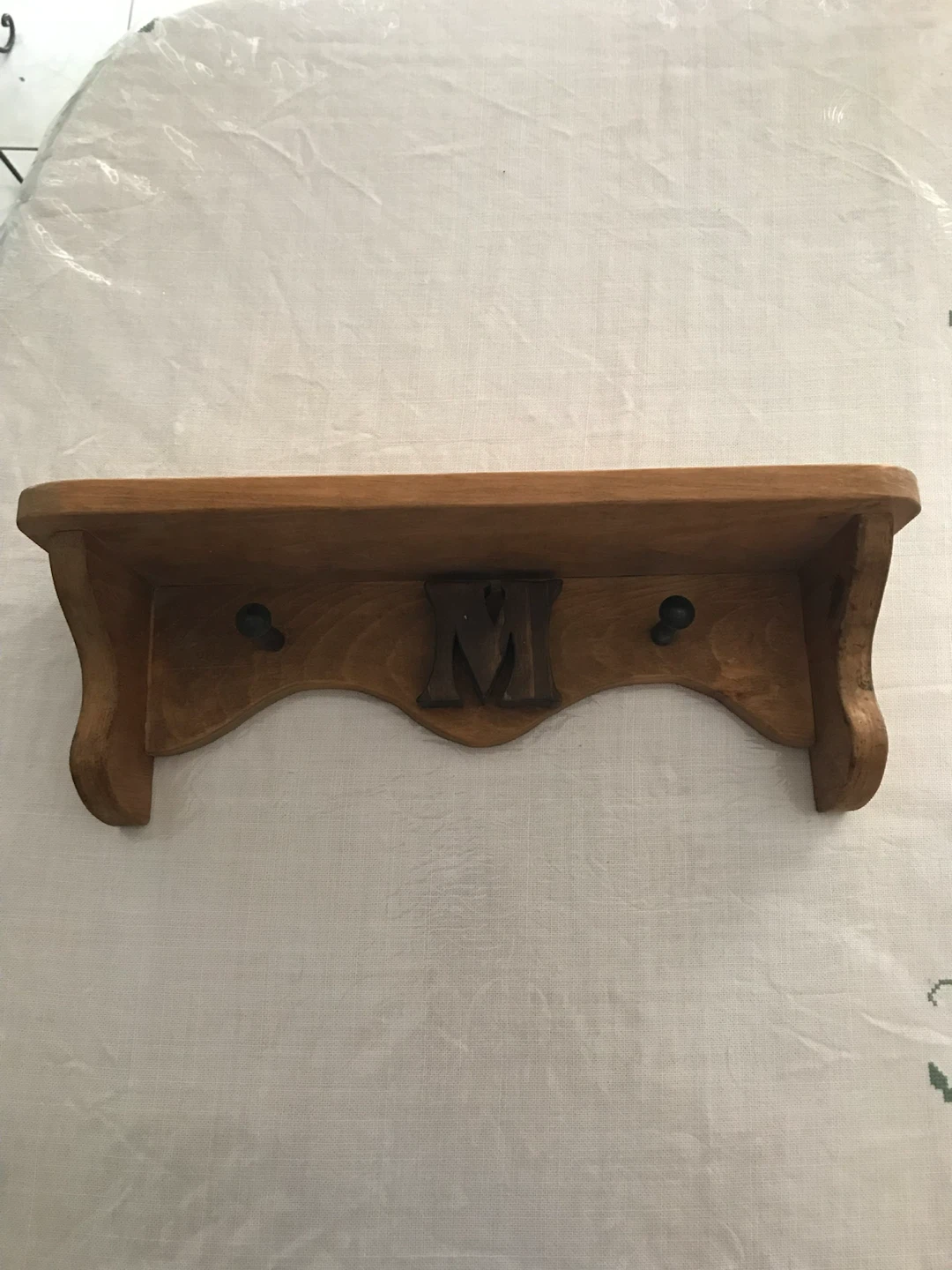 Wooden Wall Shelf with M Monogram