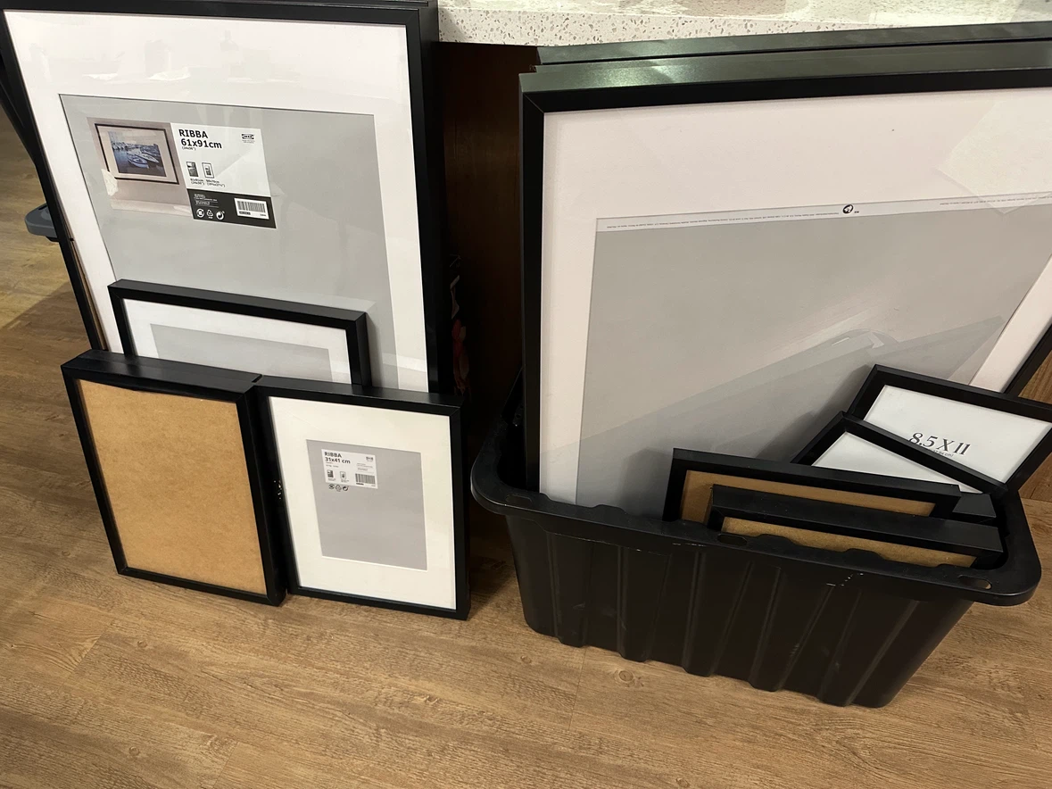 Various IKEA RIBBA black picture frames