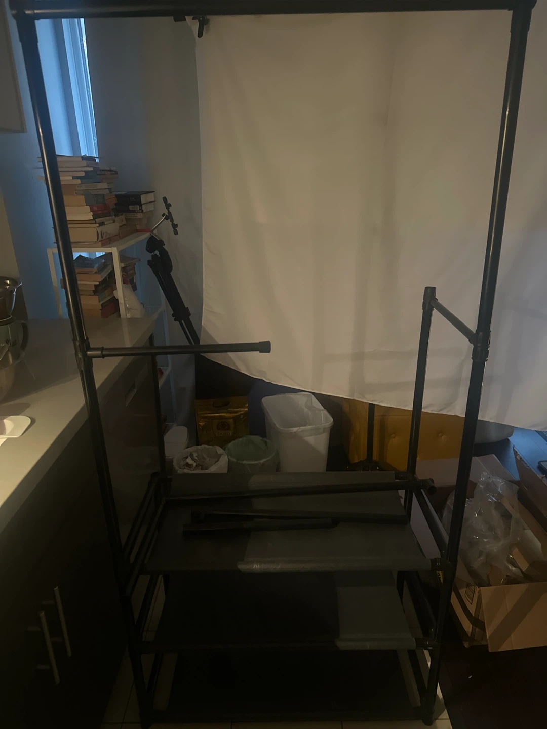 Black Clothing Rack with Shelves