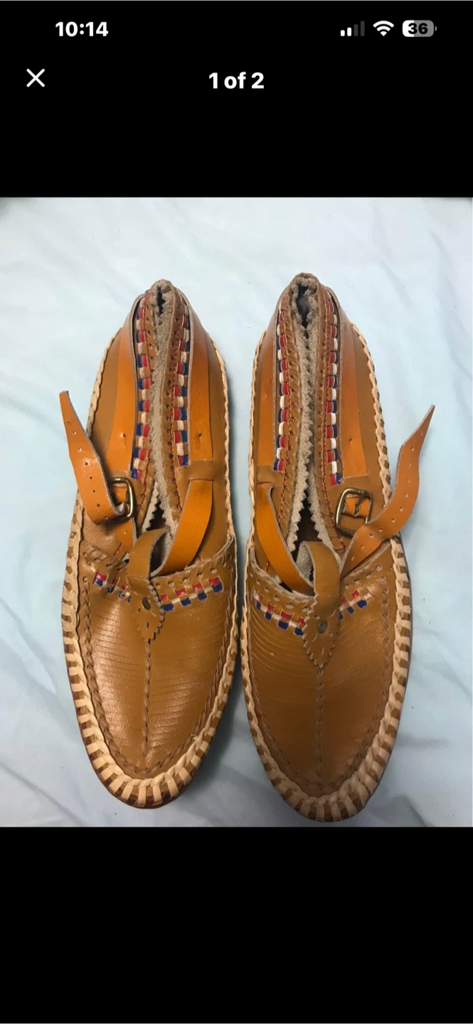 Woven Tan Leather Buckle Shoes