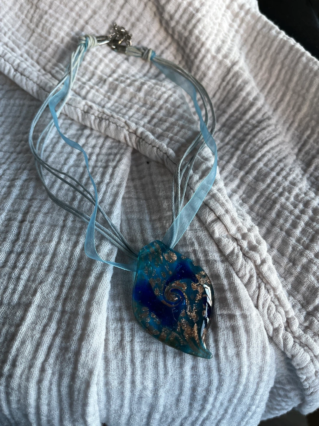 Blue Swirl Glass Pendant Necklace