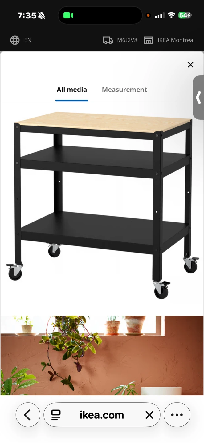 IKEA BROR Utility Cart with Wood Top