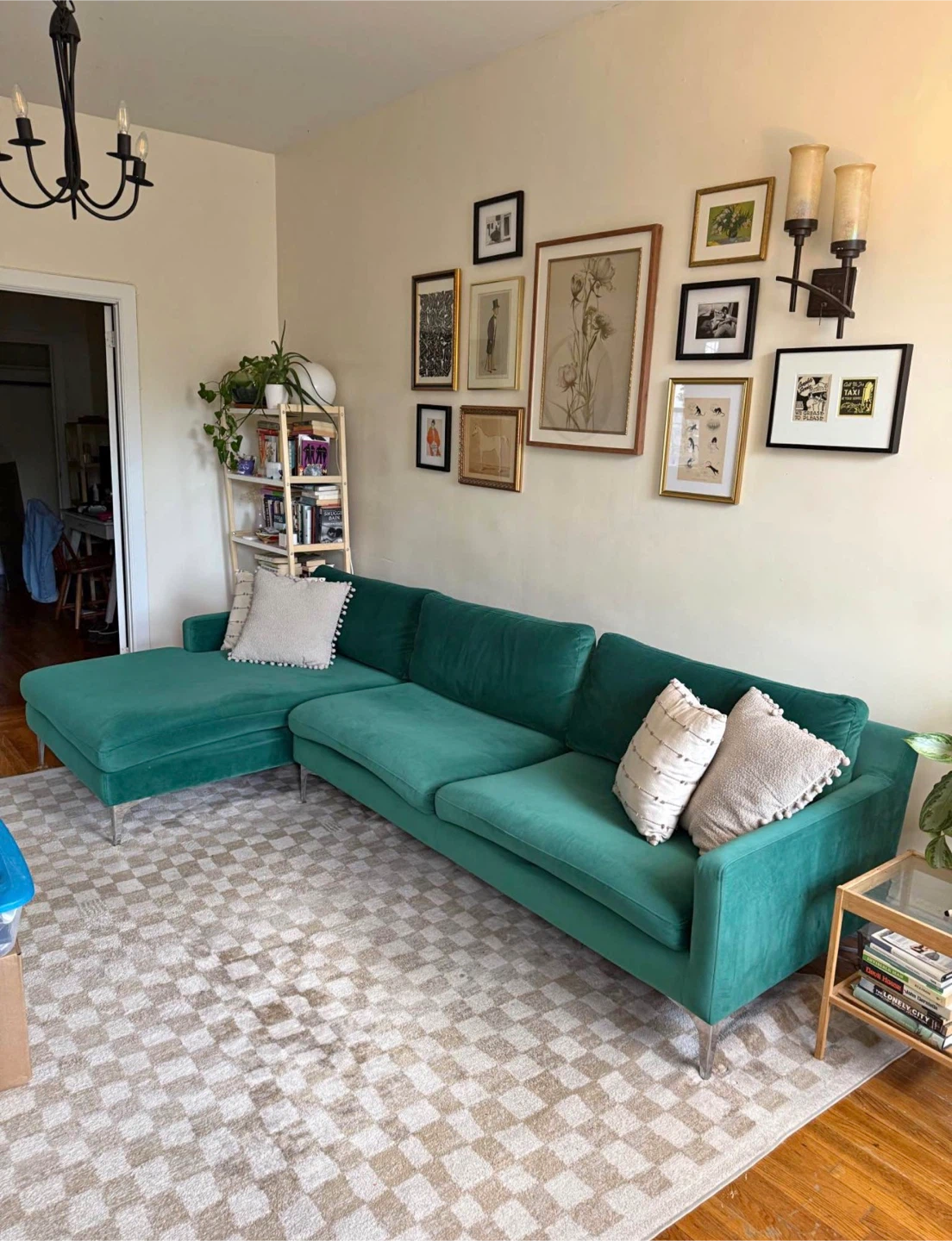 Teal Velvet Sectional Sofa