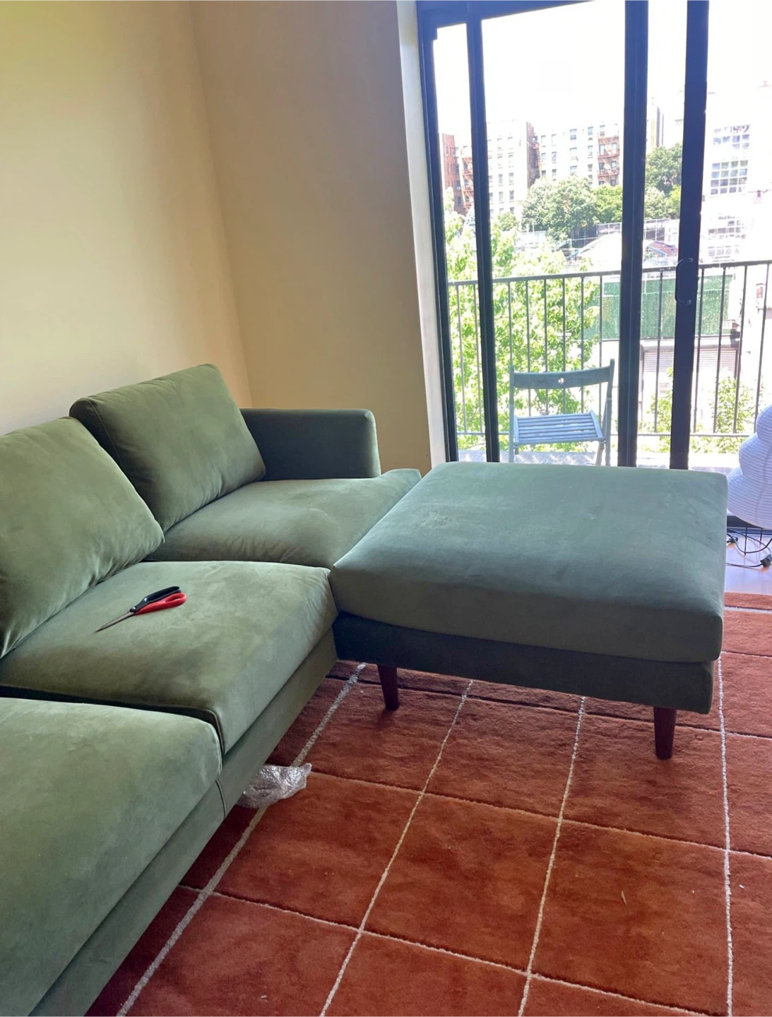 Green Sectional Sofa with Ottoman