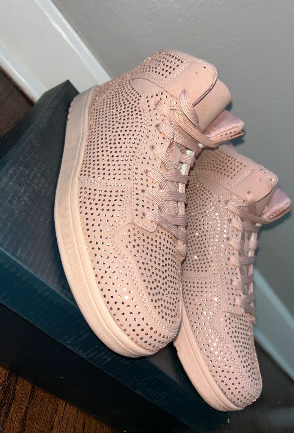 La Sheelah Women's Pink Rhinestone High-Top Sneakers - photo 2