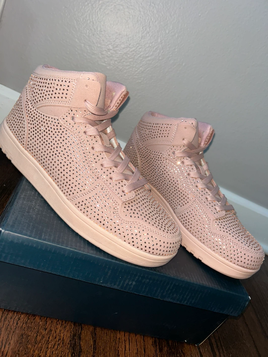 La Sheelah Women's Pink Rhinestone High-Top Sneakers - photo 4