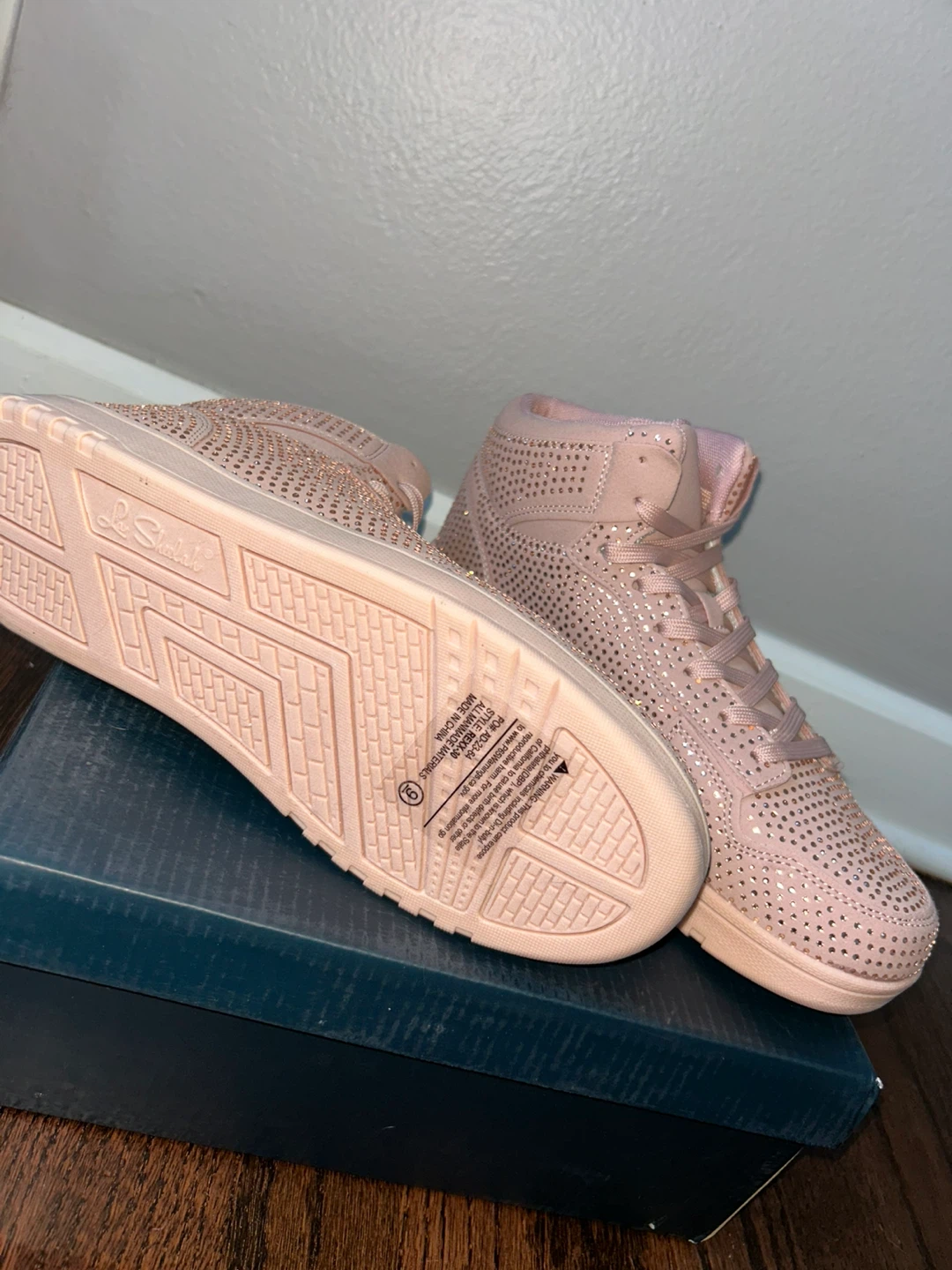 La Sheelah Women's Pink Rhinestone High-Top Sneakers - photo 5