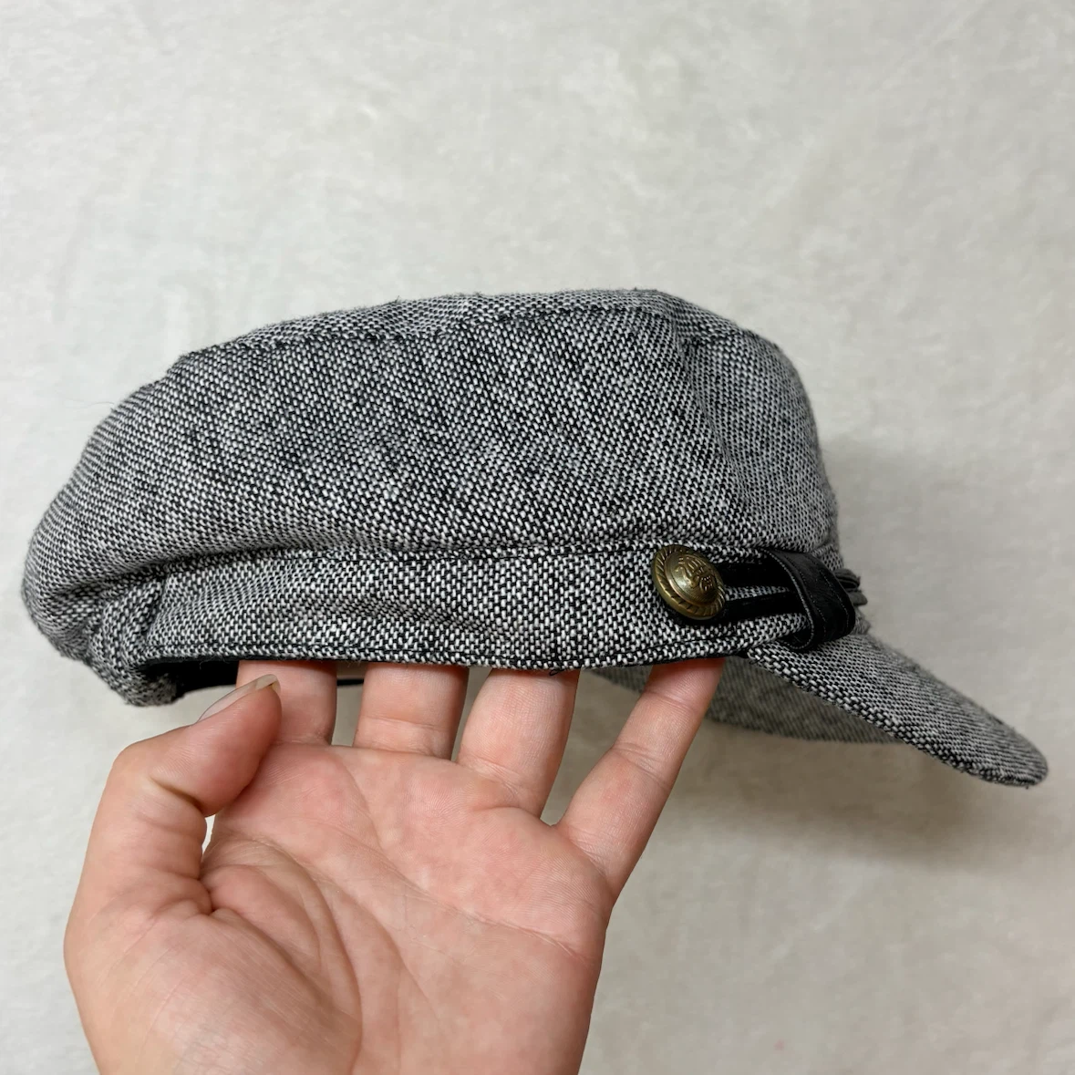 Ardene Grey Tweed Wool Blend Newsboy Cap Baker Boy Hat Fall - photo 4