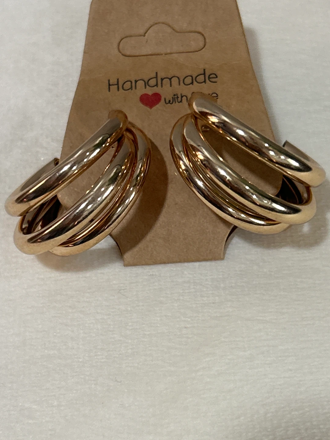 Gold Tone Triple Hoop Earrings