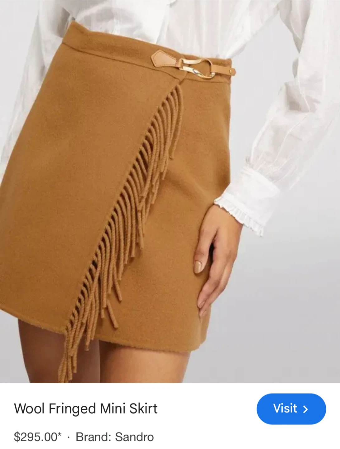New with tags Sandro Camel Fringe Wrap Mini Skirt 1