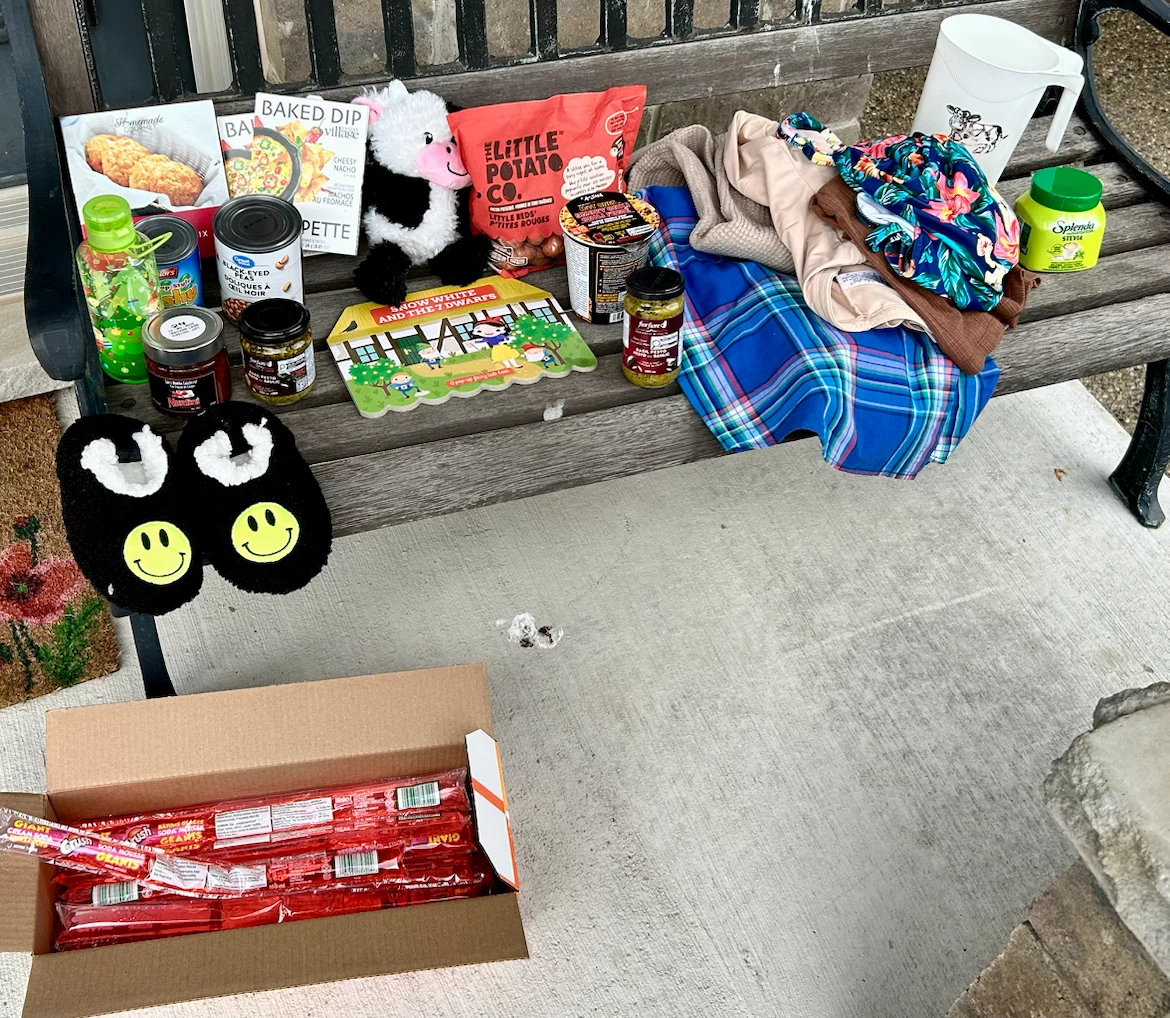 FREE. Assorted Snacks, Clothing, and Slippers