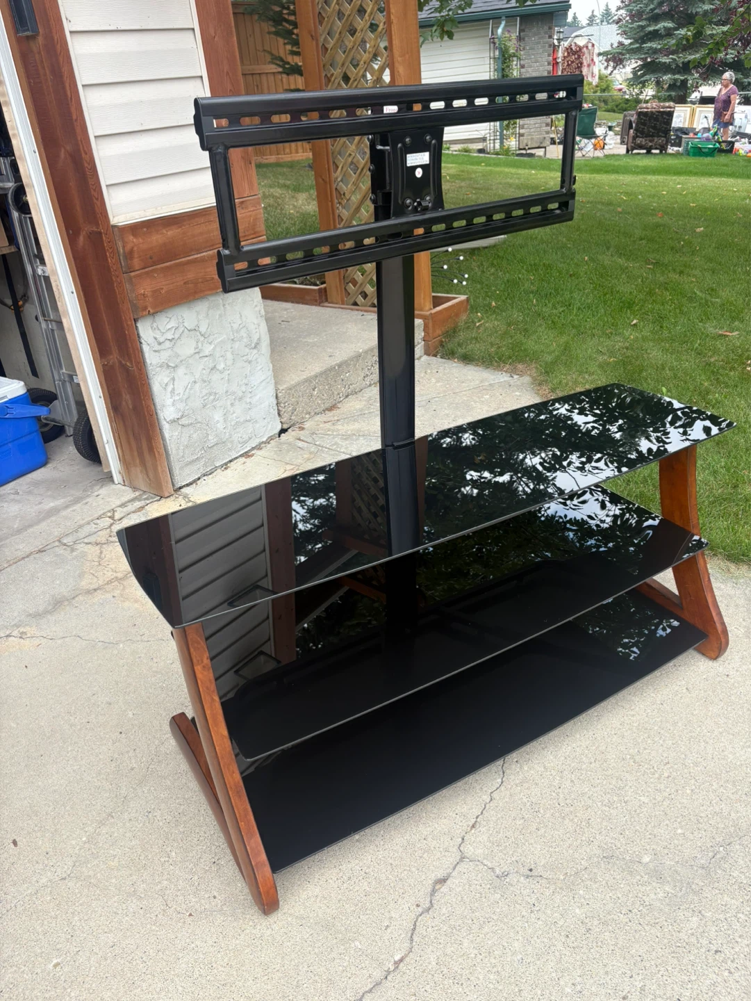 Glass TV Stand with Integrated Mount