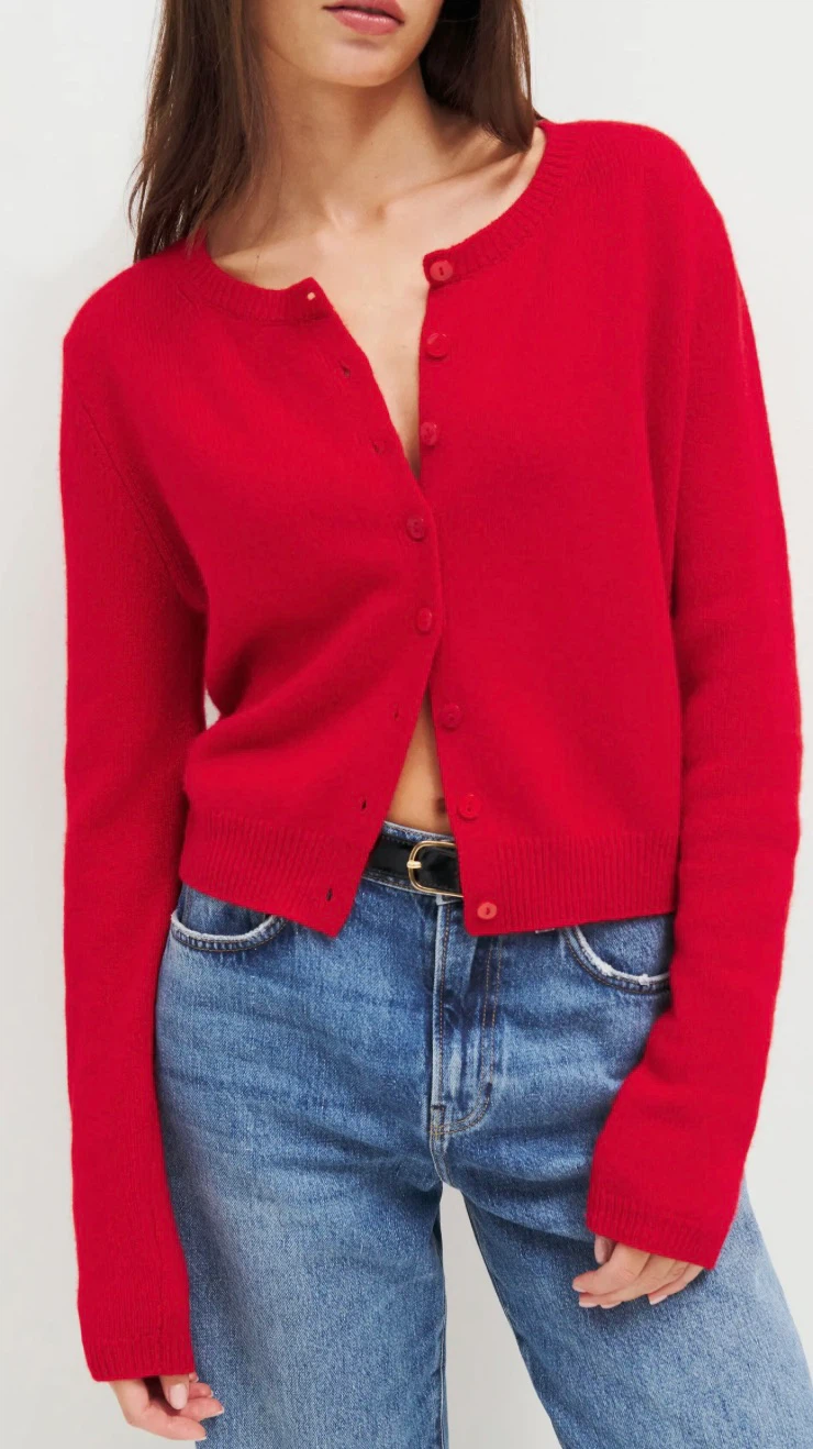 NWT Joie Red 100% Cashmere Cardigan - size S