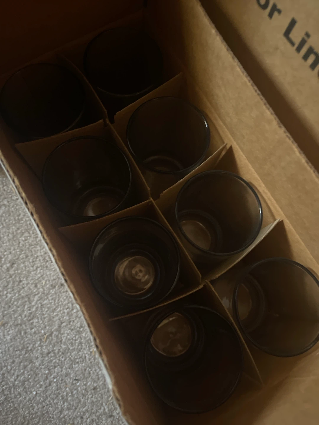 Set of 8 smoked glass drinking cups