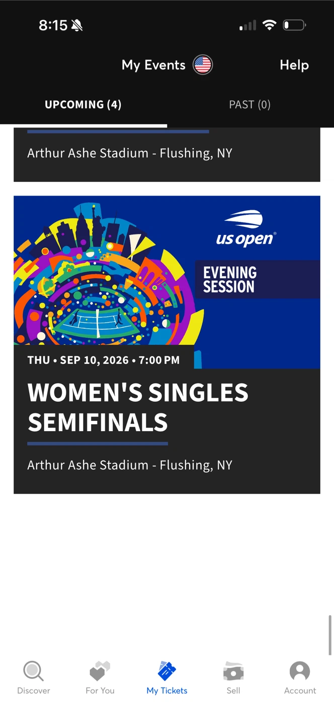 US Open Singles Semifinals Ticket