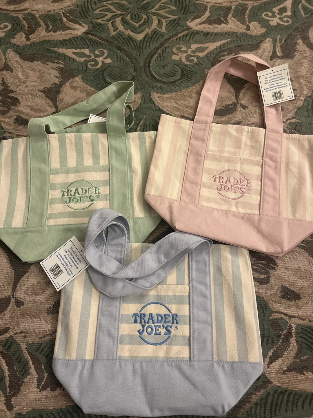 Trader Joe's Striped Mini Tote Bags ($20 each)