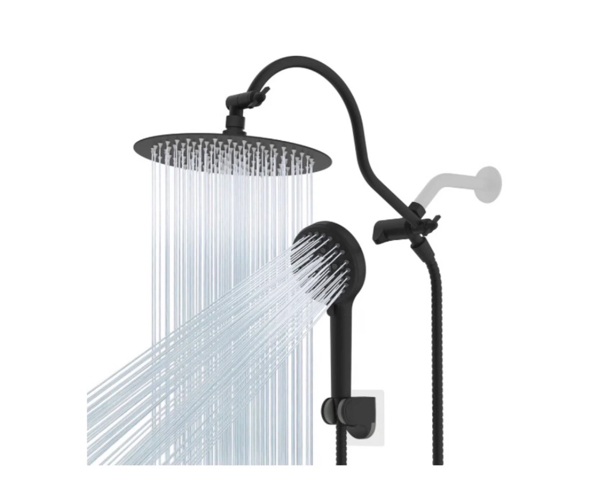 New Hibbent Matte Black Showerhead Combo Set