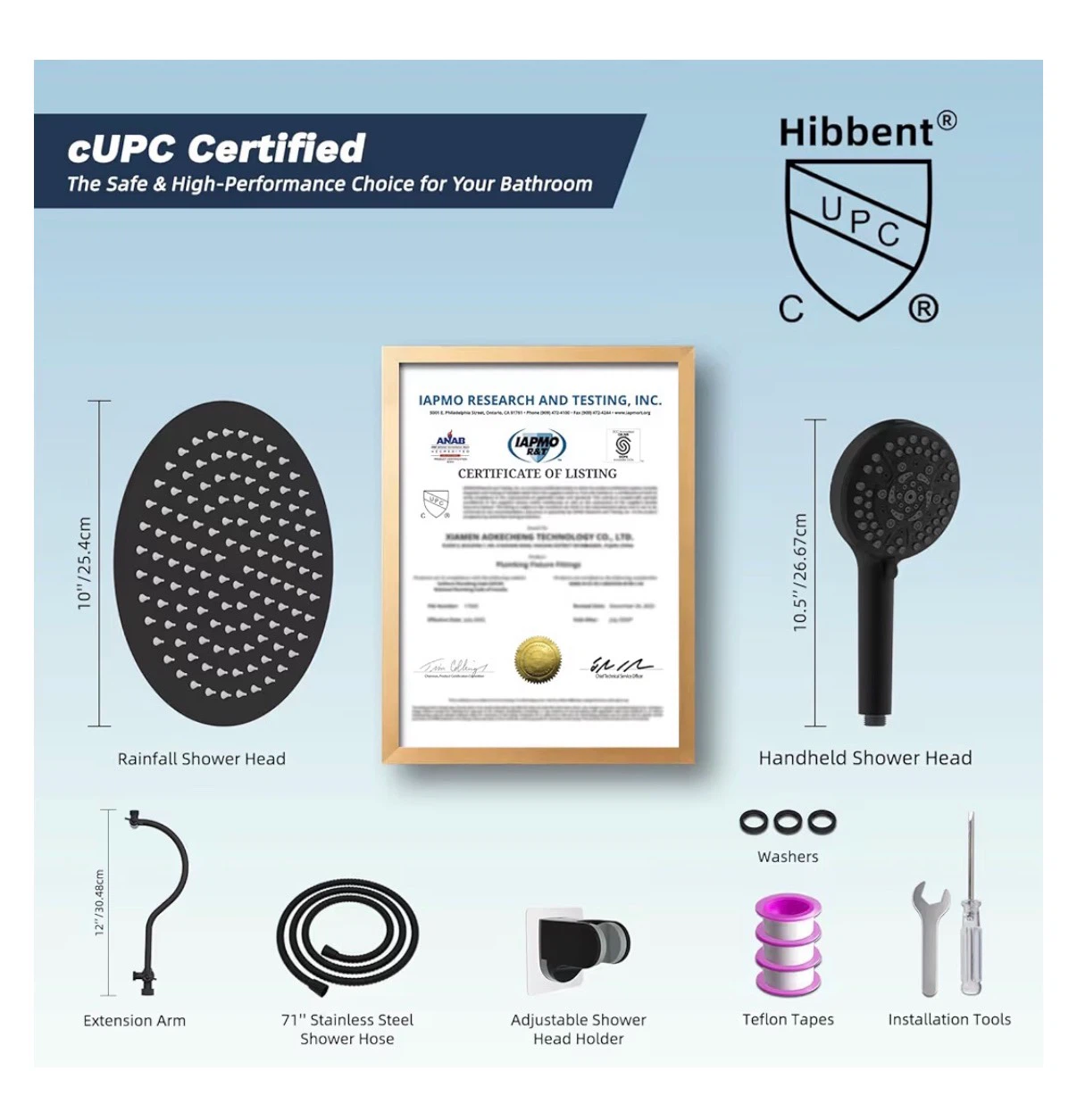 New Hibbent Matte Black Showerhead Combo Set - photo 4