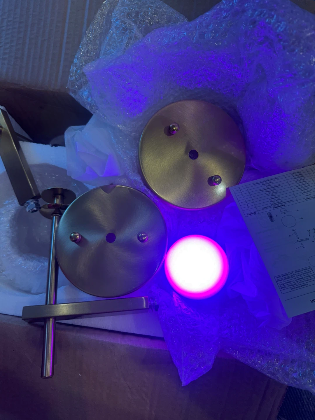2 x Modern Gold Globe Wall Sconces - RGB Color Changing - photo 3