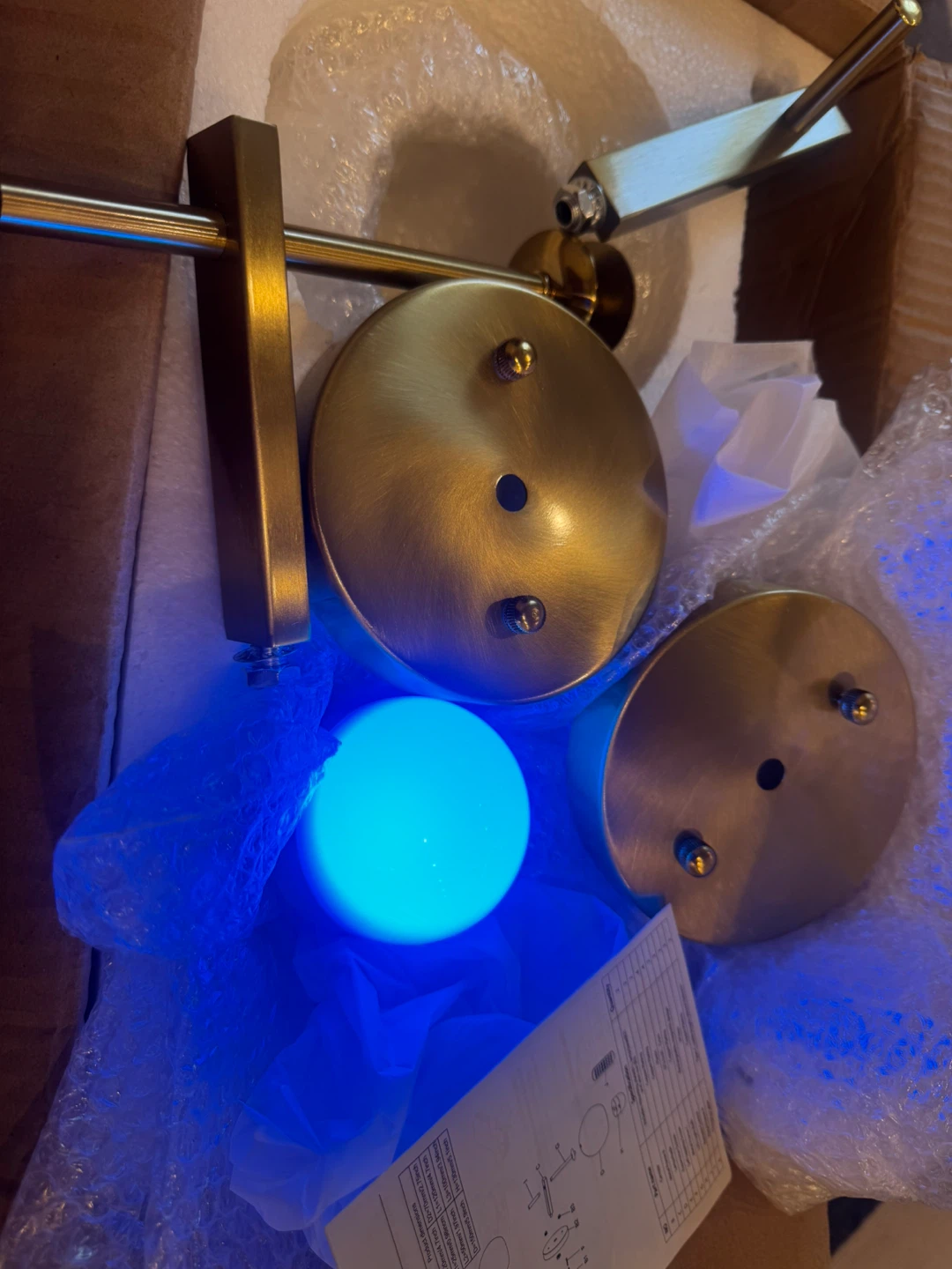 2 x Modern Gold Globe Wall Sconces - RGB Color Changing - photo 4