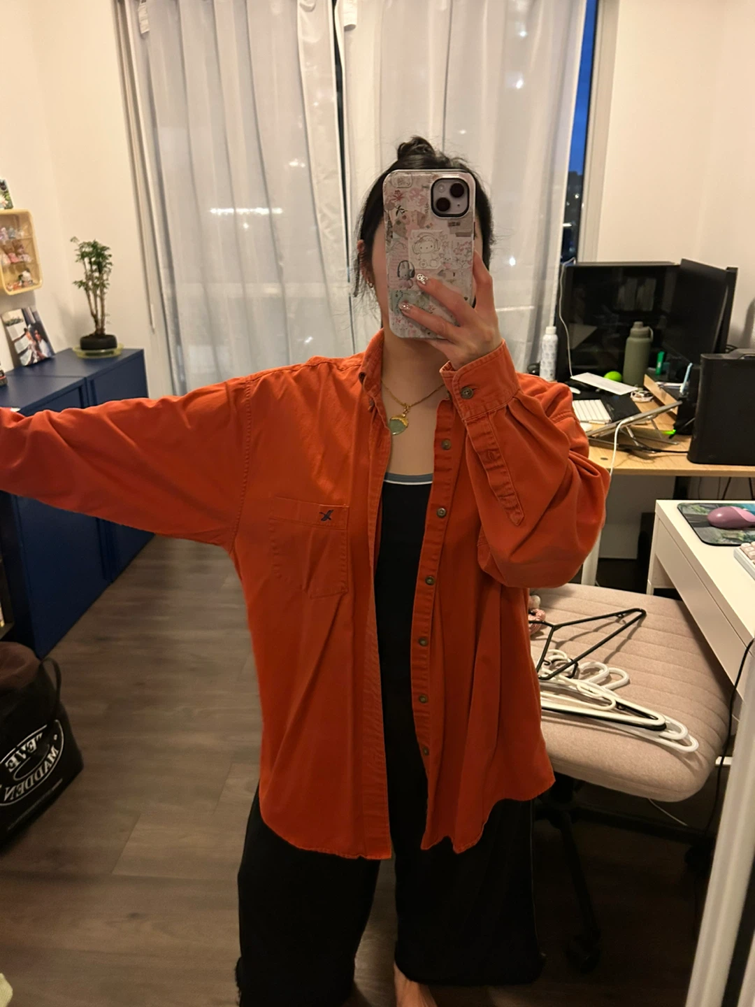 Eddie Bauer Orange Button-Up Shirt - Large - photo 2