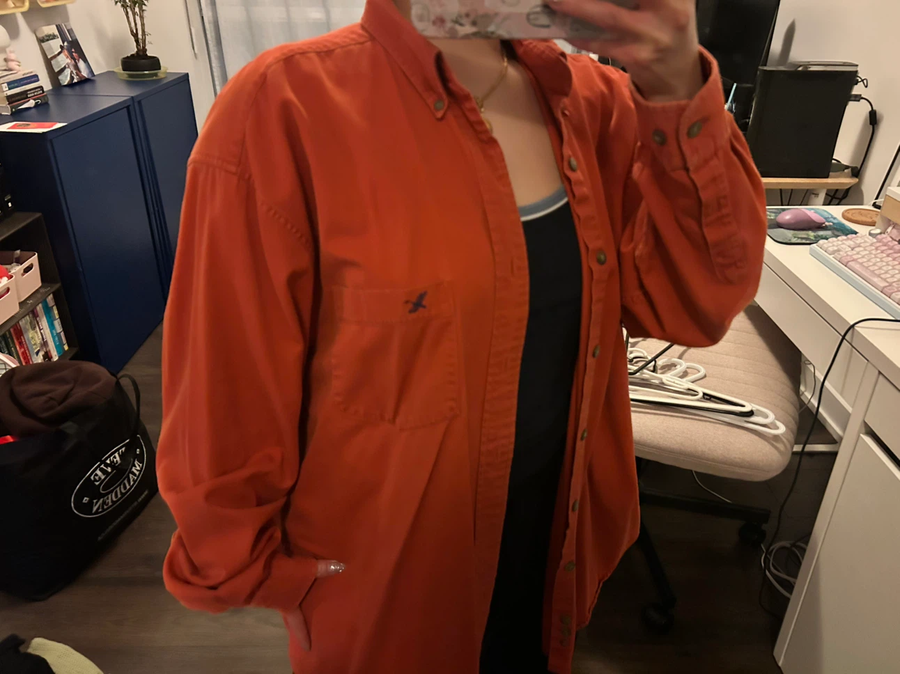Eddie Bauer Orange Button-Up Shirt - Large - photo 3