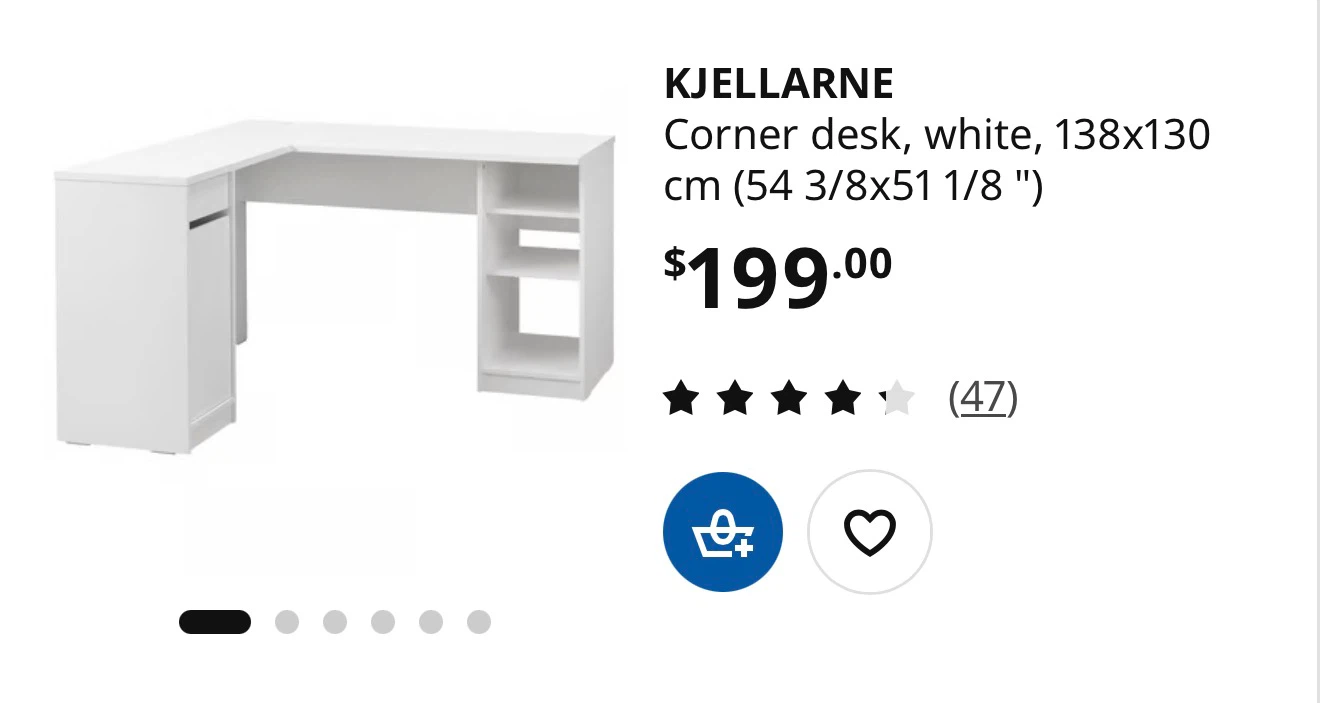 IKEA KJELLARNE L Desk - White