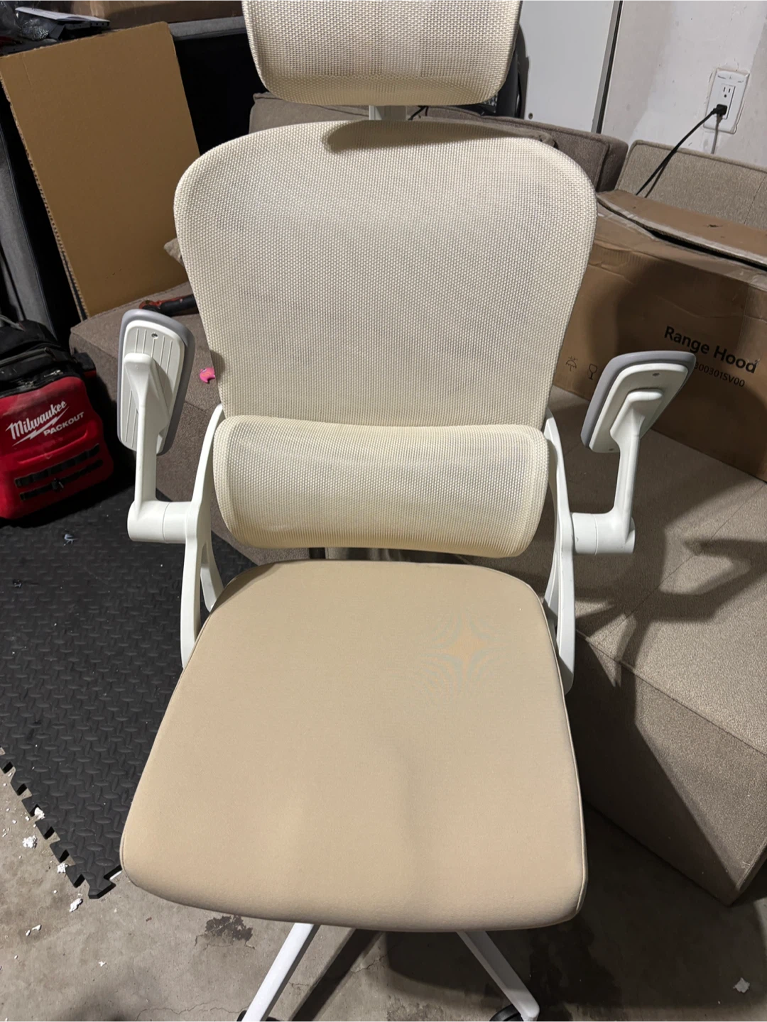 Ergonomic Office Chair - White/Tan Mesh