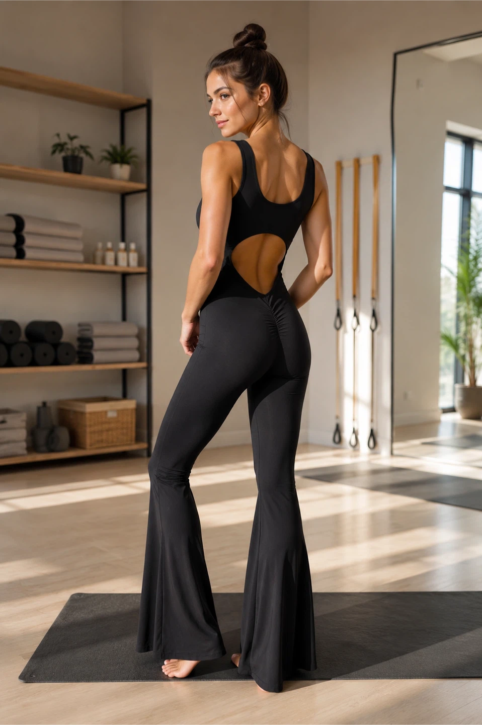 Black Flare Workout Jumpsuit. XS-S / Brand New
