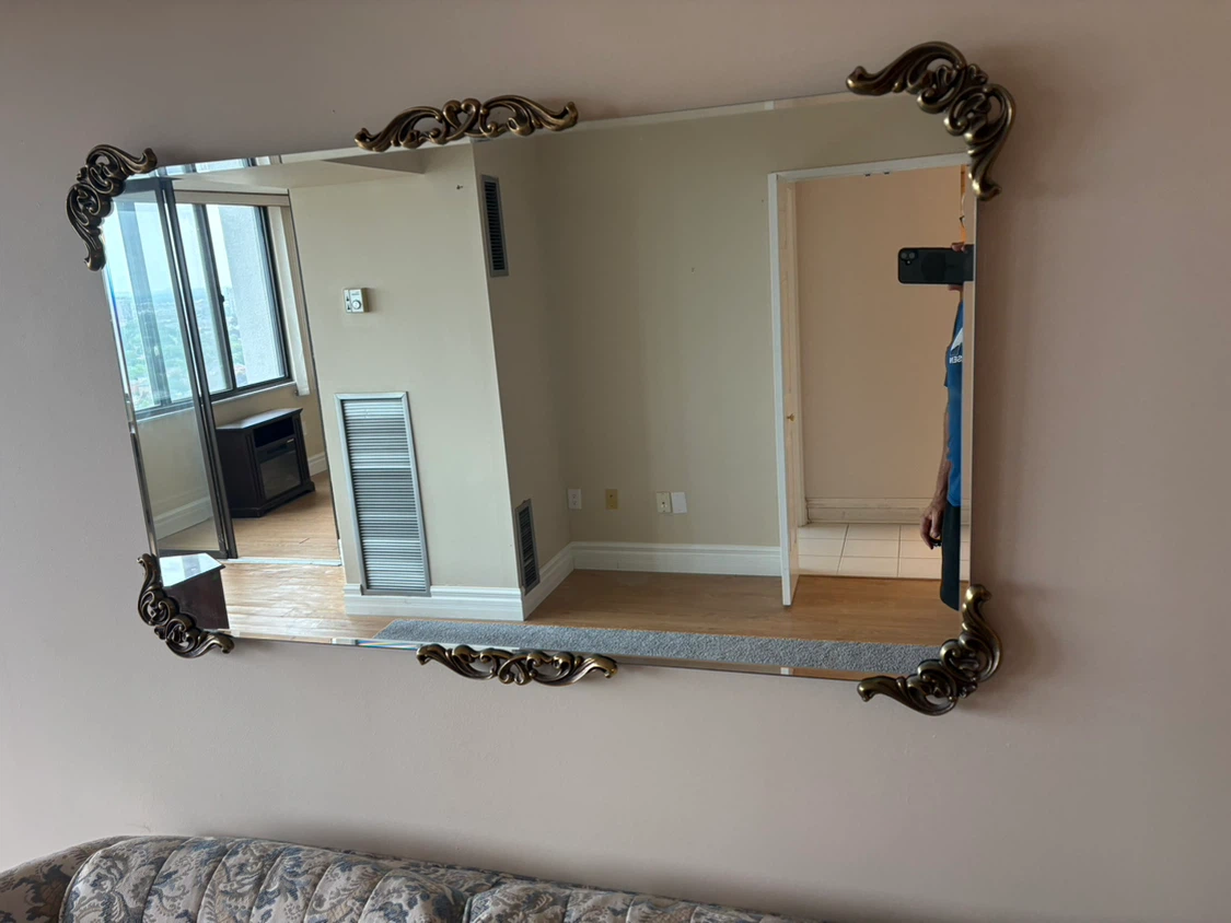 Free delivery used Decorative Wall Mirror with Ornate Gold Trim