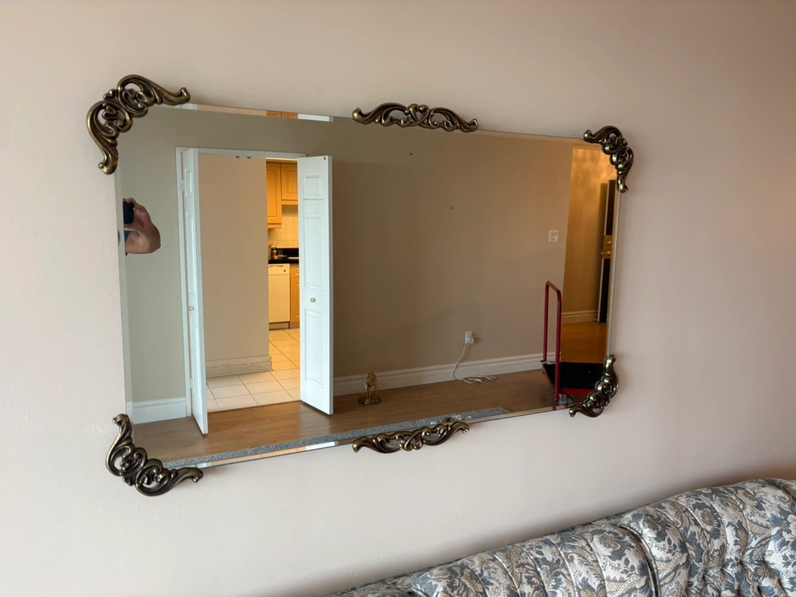 Free delivery used Decorative Wall Mirror with Ornate Gold Trim - photo 2
