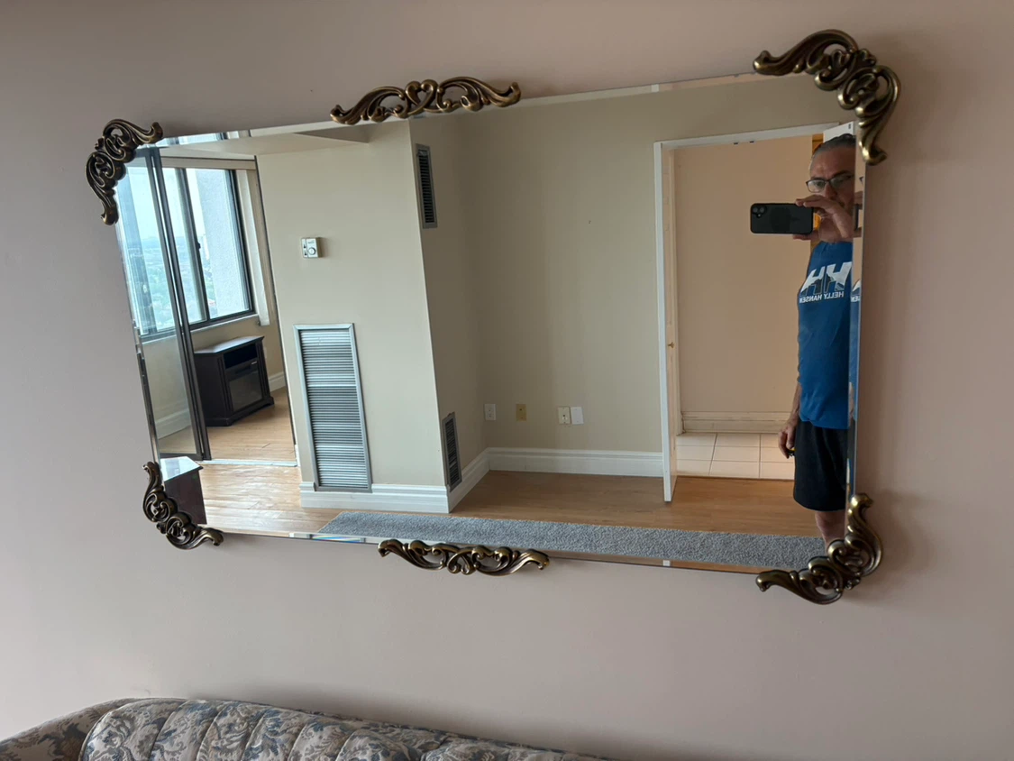 Free delivery used Decorative Wall Mirror with Ornate Gold Trim - photo 3