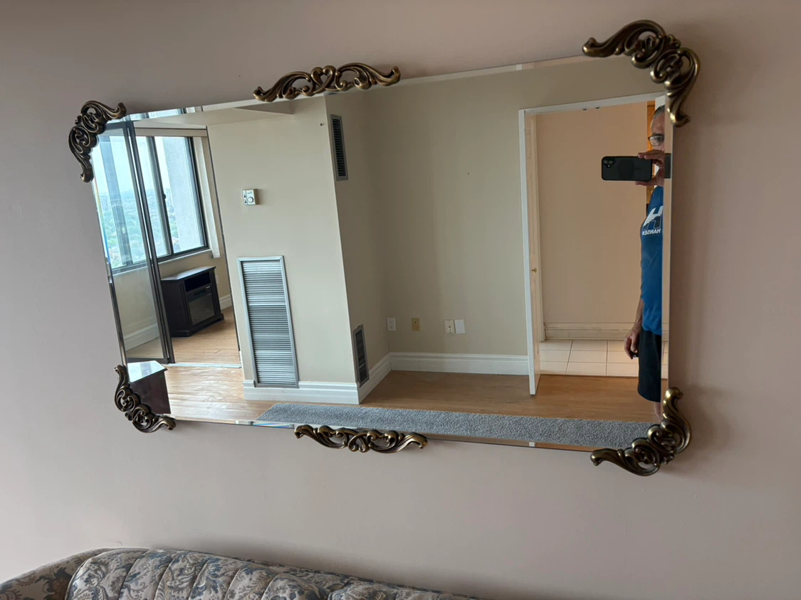 Free delivery used Decorative Wall Mirror with Ornate Gold Trim - photo 4