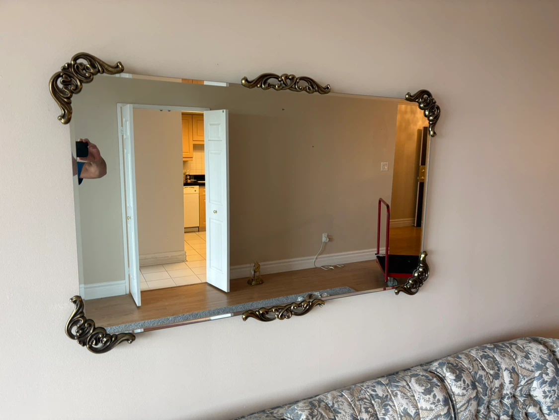 Free delivery used Decorative Wall Mirror with Ornate Gold Trim - photo 5