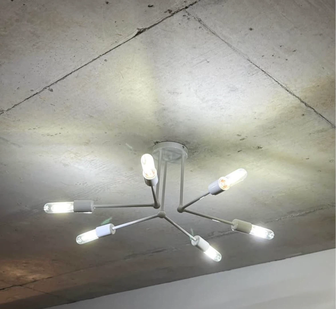 New White 6-Light Sputnik Chandelier INCLUDING 40W modern bulbs