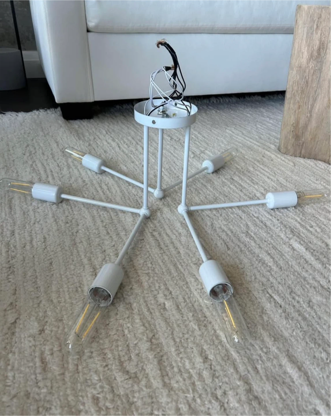 New White 6-Light Sputnik Chandelier INCLUDING 40W modern bulbs - photo 2
