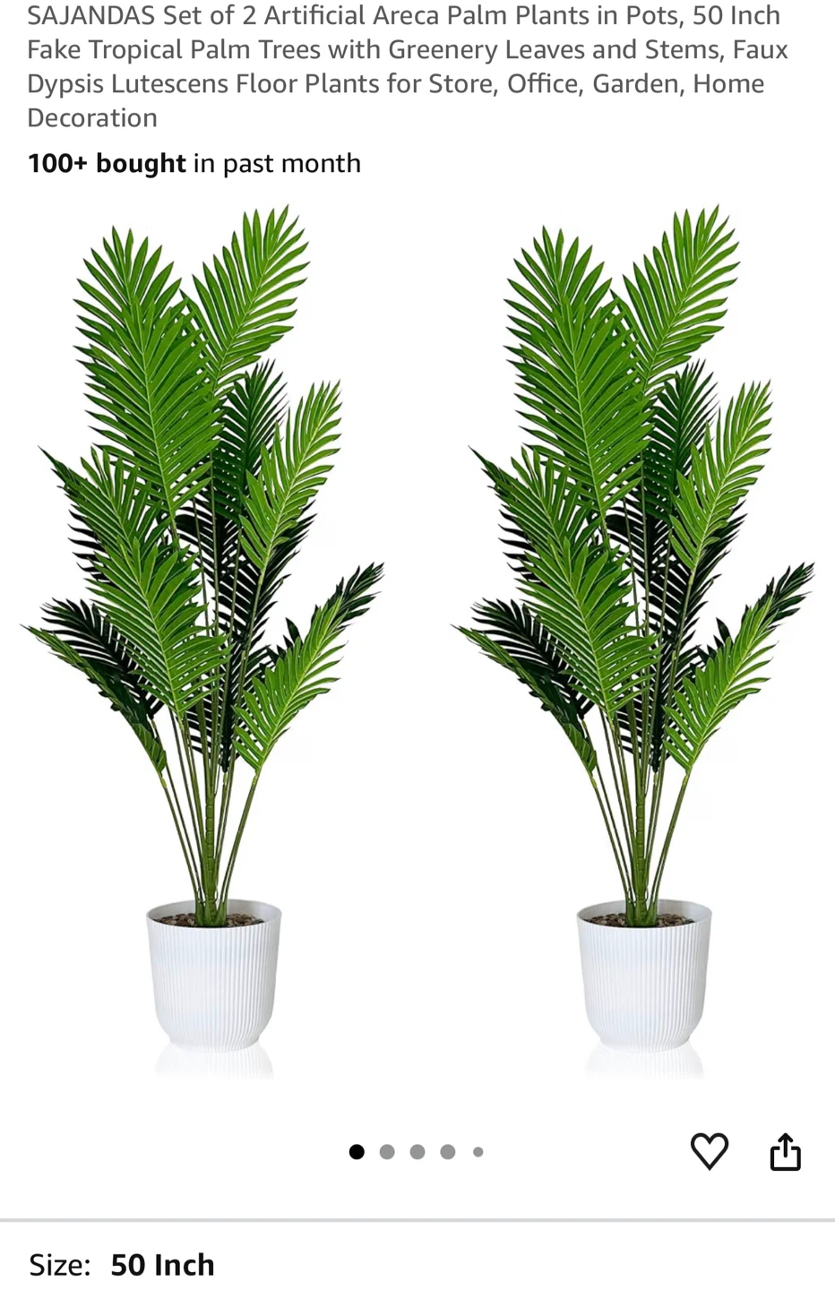 SAJANDAS 50 Inch Artificial Areca Palm Tree CT3