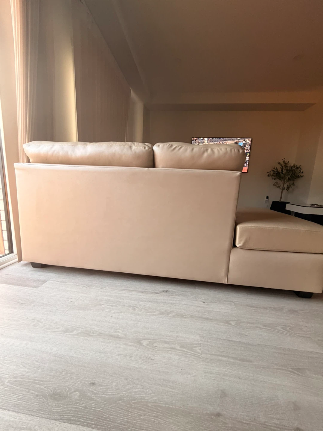 Almost Brand new - Beige Leather Sectional Sofa with Chaise - photo 4