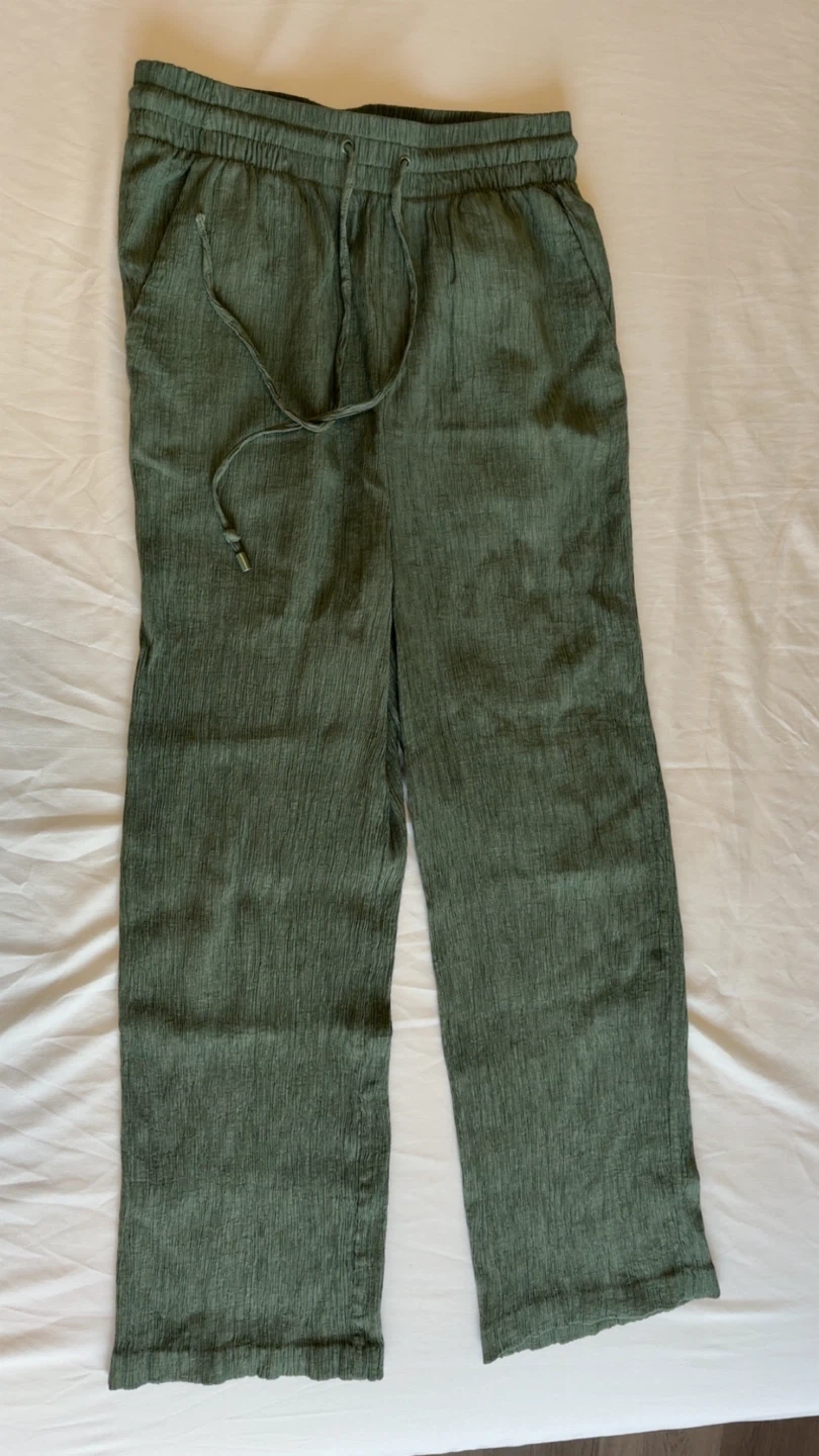 Green Elastic Waist Pants