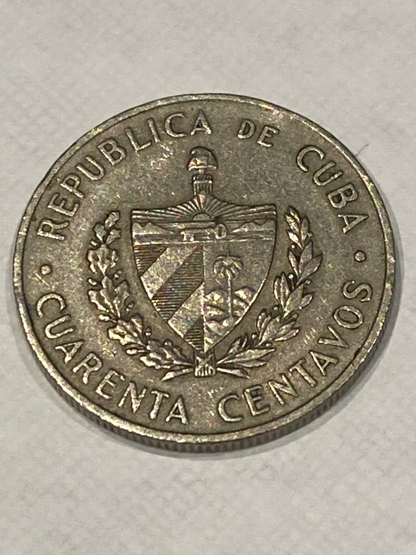 1962 Republic of Cuba 40 Centavos Coin - photo 2