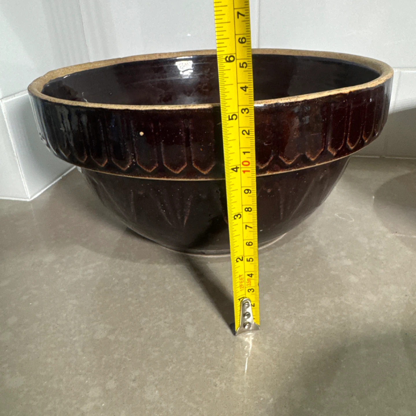 Set of 3 Brown Stoneware Mixing Bowls - photo 5