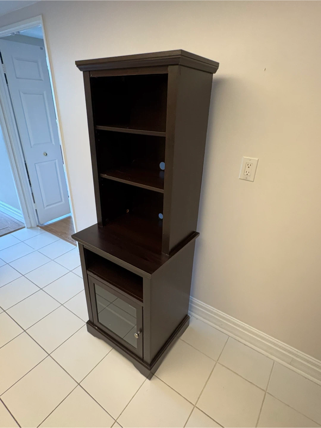 Free delivery used Dark Brown Media Console with Shelves - photo 4