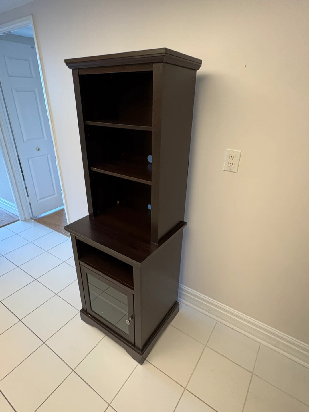 Free delivery used Dark Brown Media Console with Shelves - photo 5
