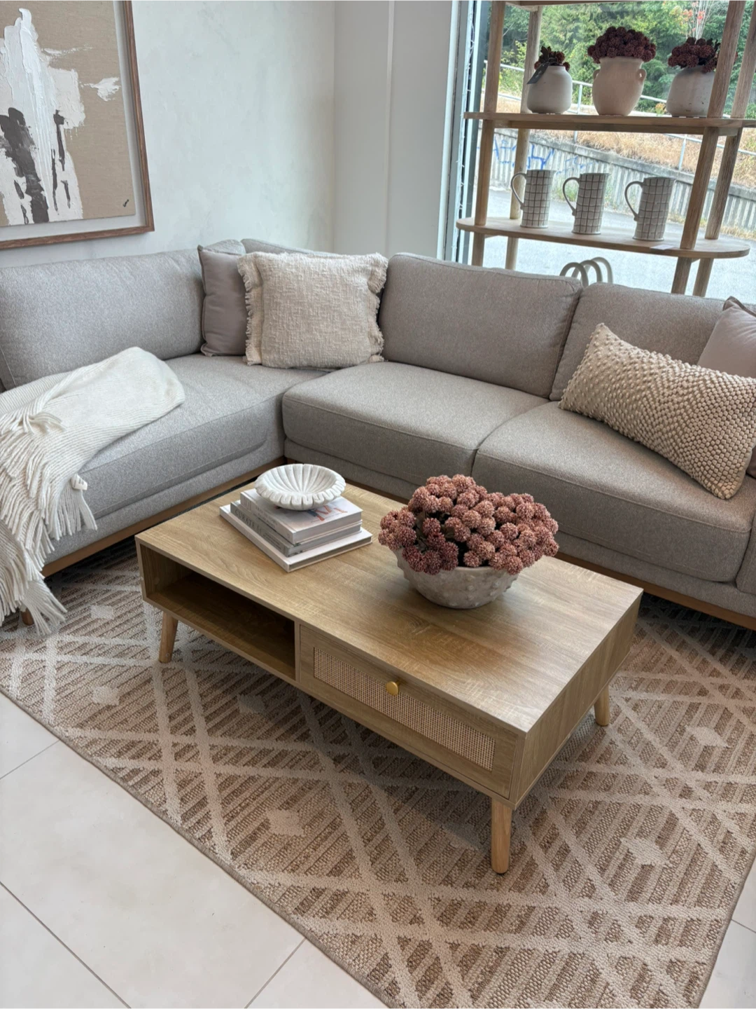 Wooden Coffee Table with Drawer and Shelf - photo 2