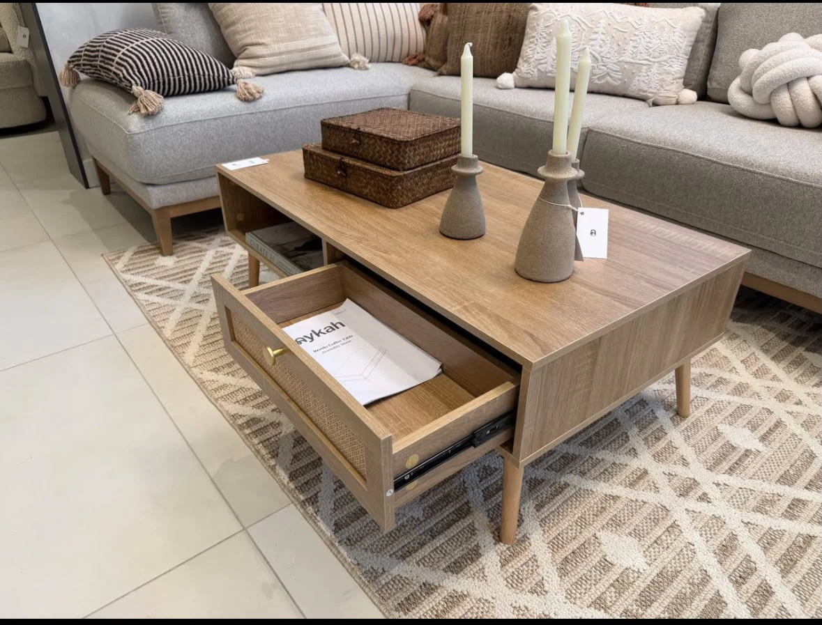 Wooden Coffee Table with Drawer and Shelf - photo 3