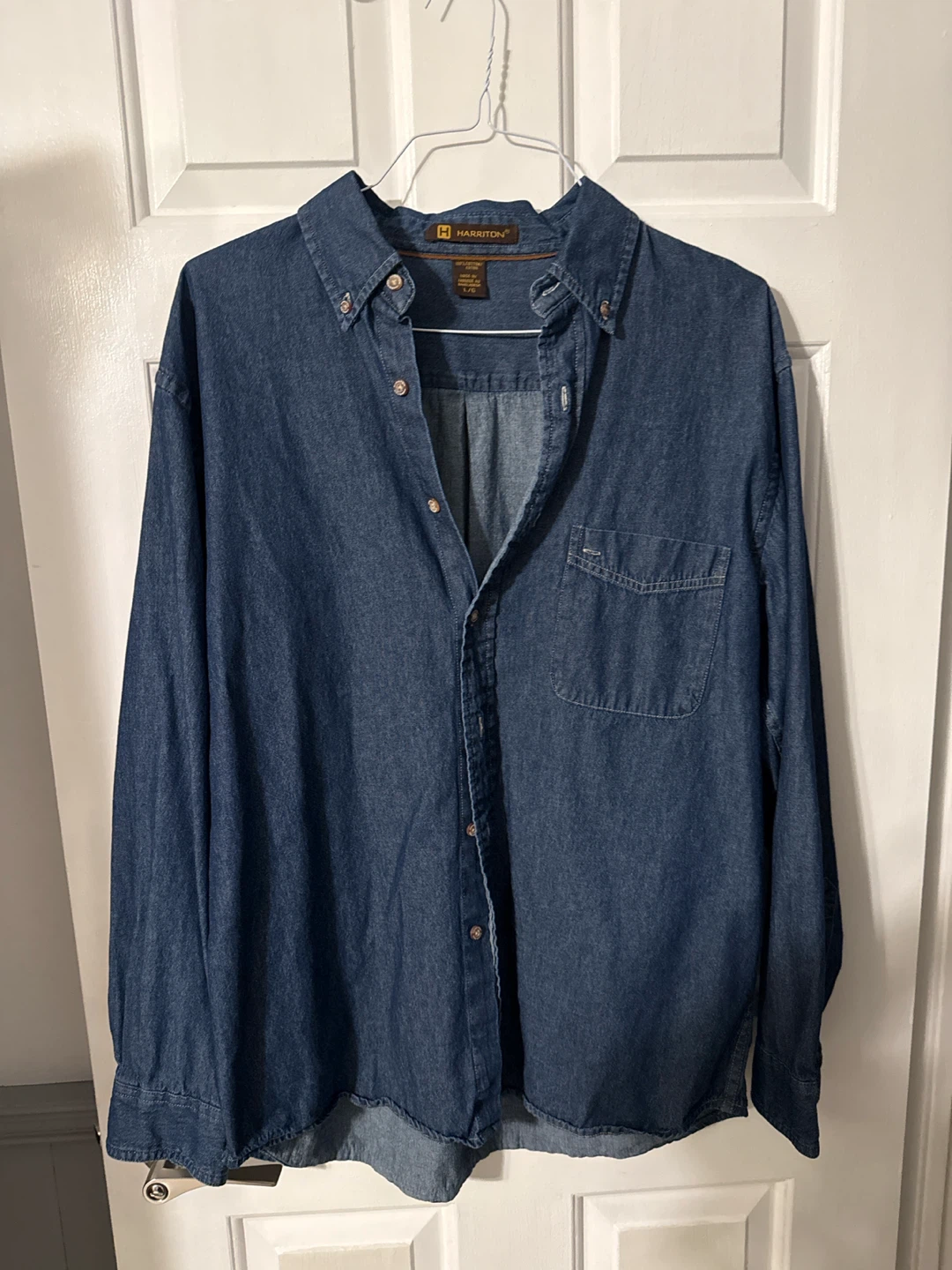Harriton Denim Button-Up Shirt - Size L