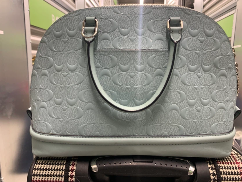 Coach Light Blue Monogram Dome Satchel Handbag