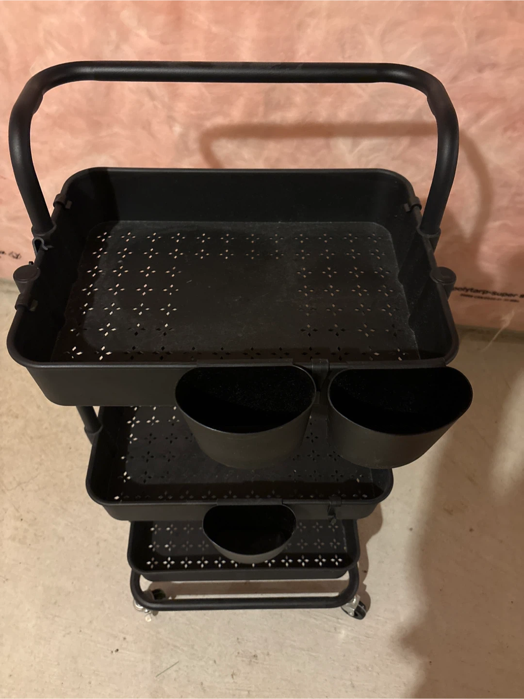 Black Rolling Utility Cart with Handle - photo 2